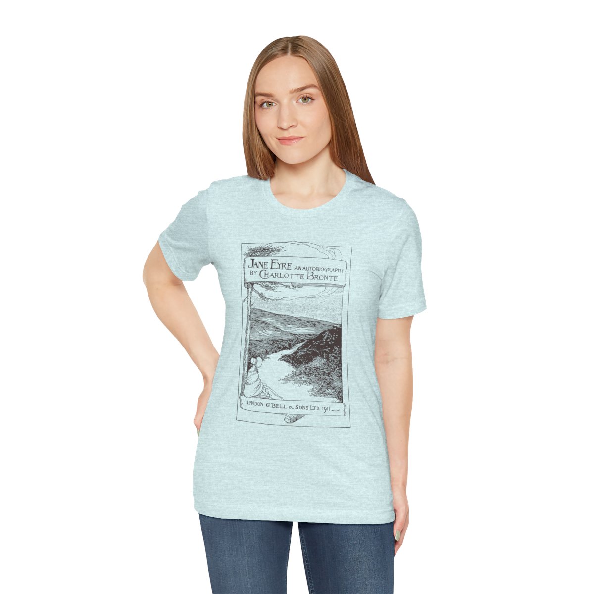 Jane Eyre Book Cover T-shirt — Heather Prism Ice Blue