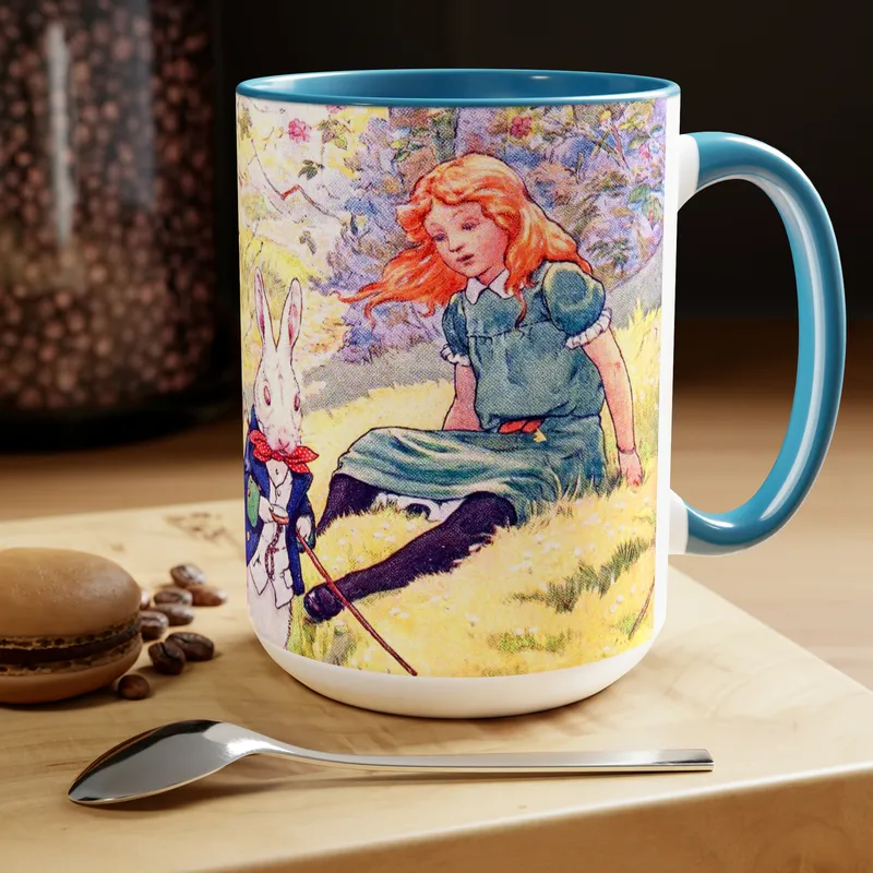 Alice with White Rabbit Colored Mug